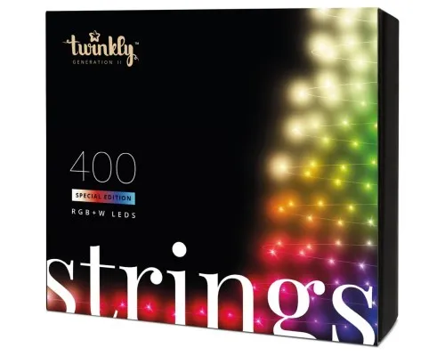 Гірлянда Twinkly Smart LED Strings RGBW 400, BT+WiFi, Gen II, IP44, кабель ч (TWS400SPP-BEU)