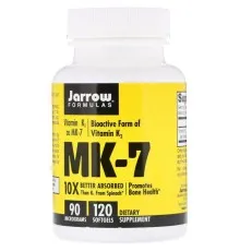 Витамин Jarrow Formulas Витамин K2 в форме MK-7, 90 мкг, MK-7, Vitamin K2 as MK-7, (JRW-30007)