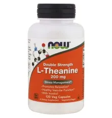 Аминокислота Now Foods L-Теанин, L-Theanine, Double Strength, 200 мг, 120 вегетари (NOW-00148)