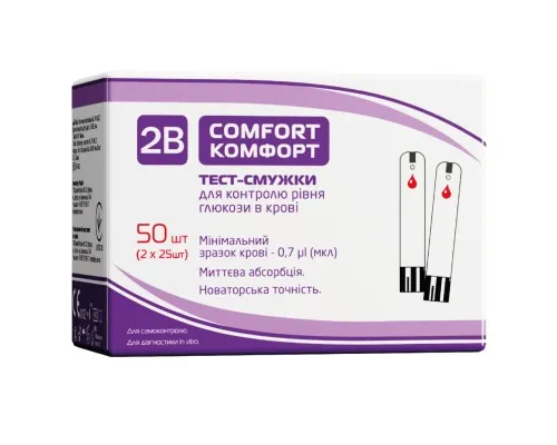 Тест-полоски для глюкометра 2В Comfort 50 шт. (7640162326025)