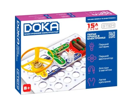 Конструктор DOKA электронный Первые шаги в электронике (Набор А, 15 схем) (D70709)
