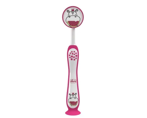 Дитяча зубна щітка Chicco на присосці, 3-6 років рожева (8058664174720) (12083.00)