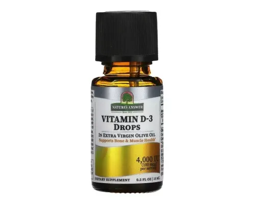 Витамин Nature's Answer Витамин D3 в каплях, 4000 МЕ, Vitamin D-3 Drops, 15 мл (NTA-26132)