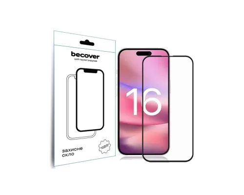 Скло захисне BeCover Apple iPhone 16 Black (712122)