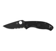 Ніж Spyderco Tenacious Black Blade Lightweight полусеррейтор (C122PSBBK)