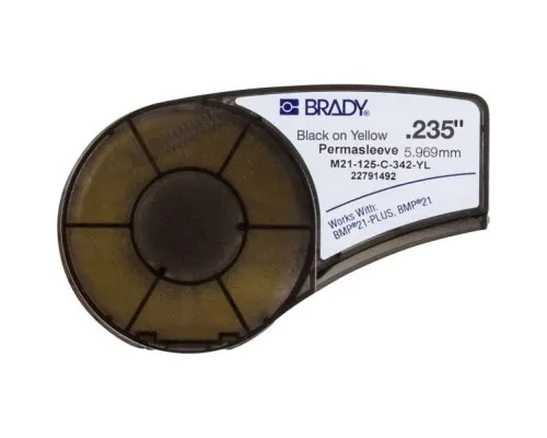 Стрічка для принтера етикеток Brady термозбіжна трубка для кабелю, O 1.2 - 2.8 мм, чорний на жов (M21-125-C-342-YL)