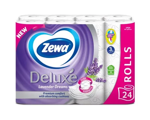 Туалетний папір Zewa Deluxe Лаванда 3 шари 24 рулони (7322541184944)