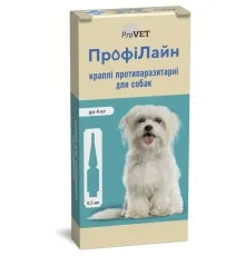 Капли для животных ProVET ПрофиЛайн от блох и клещей для собак весом до 4 кг 4/0.5 мл (4823082409907)
