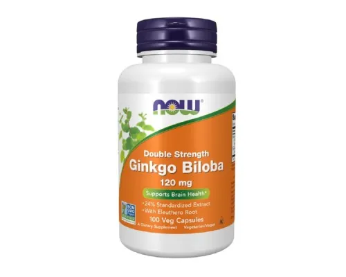 Травы Now Foods Гинкго Билоба, 120 мг, Ginkgo Biloba, Double Strength, 100 вегетариански (NF4683)