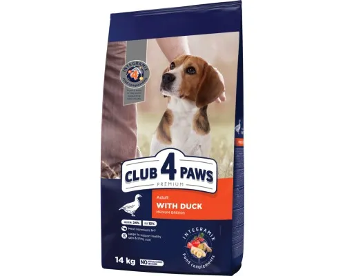 Сухий корм для собак Club 4 Paws Преміум. Для середніх порід з качкою 14 кг (4820215368971)