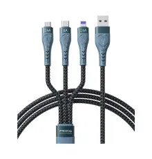 Дата кабель USB 2.0 AM to Lightning + Micro 5P + Type-C 1.3m Azeada PD-B74th Black Proda (PD-B74th-BK)