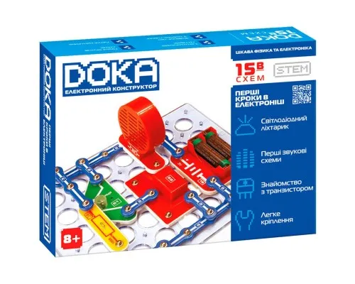 Конструктор DOKA електронний Перші кроки в електроніці (Набір В, 15 схем) (D70710)