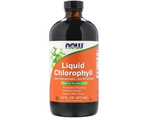 Трави Now Foods Рідкий Хлорофіл, Liquid Chlorophyll, мятний смак, 473 мл. (NOW-0264)