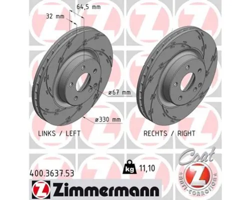 Тормозной диск ZIMMERMANN 400.3637.53