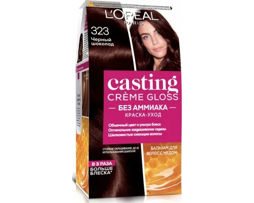 Фарба для волосся LOreal Paris Casting Creme Gloss 323 - Чорний шоколад 120 мл (3600521366738)