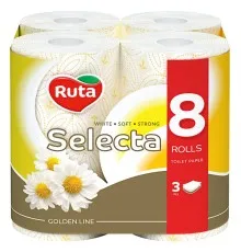 Туалетная бумага Ruta Selecta с ароматом ромашки 3 слоя 8 рулонов (4820023744790)