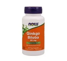 Травы Now Foods Гинкго Билоба, 60 мг, Ginkgo Biloba, 60 вегетарианских капсул (NF4686)