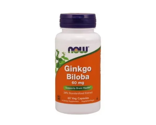 Травы Now Foods Гинкго Билоба, 60 мг, Ginkgo Biloba, 60 вегетарианских капсул (NF4686)