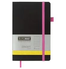 Книга записная Buromax Concept 125x195 мм 96 листов в клетку обложка из искусственной кожи Розовая (BM.291162-10)