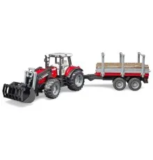 Спецтехніка Bruder трактор Massey Ferguson 7480 з навантажувачем і лісовим причепом 1:16 (02046)