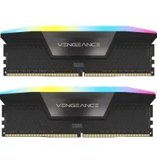 Модуль памяти для компьютера DDR5 64GB (2x32GB) 6000 MHz Vengeance RGB Black Corsair (CMH64GX5M2B6000C30)