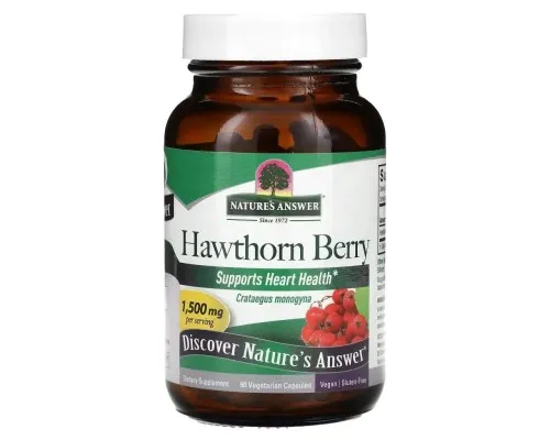 Травы Nature's Answer Боярышник, 1500 мг, Hawthorn Berry, 90 вегетарианских капсул (NTA-16266)