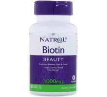 Вітамін Natrol Біотин, Biotin 1000 мкг, 100 таблеток (NTL-05239)