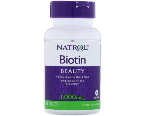 Вітамін Natrol Біотин, Biotin 1000 мкг, 100 таблеток (NTL-05239)