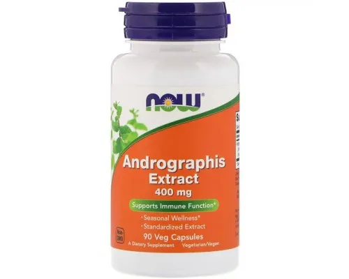 Травы Now Foods Экстракт Андрографиса 400мг, Andrographis Extract, 90 капсу (NOW-04591)