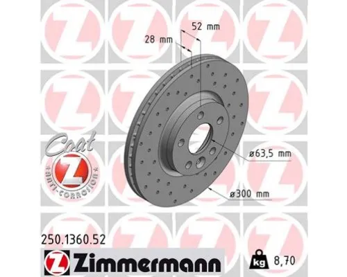 Гальмівний диск ZIMMERMANN 250.1360.52