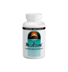 Вітамін Source Naturals Біоактивна Форма Фолієвої Кислоти (В9) 800мкг, MegaFolinic, (SN2027)