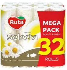 Туалетний папір Ruta Selecta з ароматом ромашки 3 шари 32 рулони (4820202894834)
