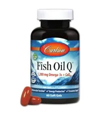 Антиоксидант Carlson Омега-3+ Коензим Q10, Fish Oil Q, 60 гелевих капсул (CL1673)