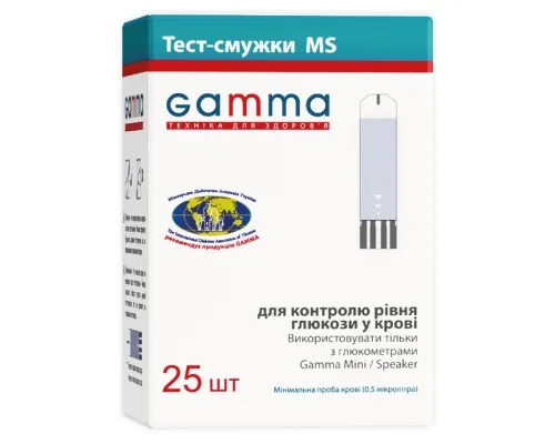 Тест-смужки для глюкометра Gamma MS 25 шт. (7640143654963)