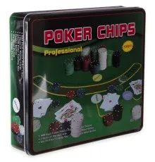 Настільна гра Johnshen Sports Покерний набір на 500 фішок без номіналу + сукно (бляшана коробка) (IG-3006)