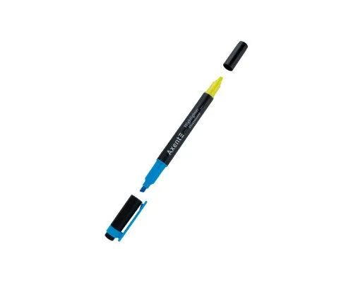 Маркер Axent Highlighter Dual 2-4 мм клиноподібний блакитний+жовтий (2534-02-A)