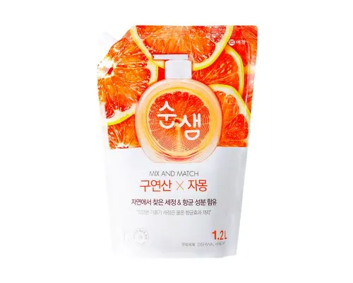 Засіб для ручного миття посуду Aekyung Soonsaem Citric Acid Grapefruit Запаска 1.2 л (8801046303207)