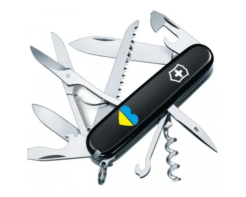 Ніж Victorinox Huntsman Ukraine 91 мм Чорний Серце синьо-жовте (1.3713.3_T1090u)