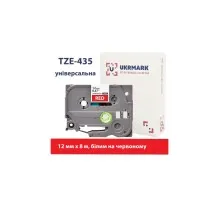 Лента для принтера этикеток UKRMARK B-T435P, ламинированная, 12мм х 8м, white on red, аналог TZe435 (00784)