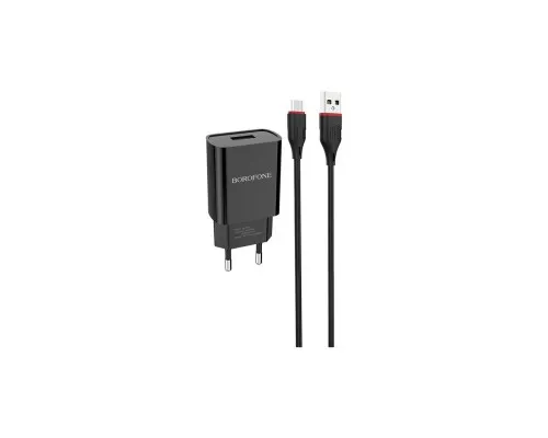Зарядний пристрій BOROFONE BA20A Sharp single port charger set (Micro) Black (BA20AMB)