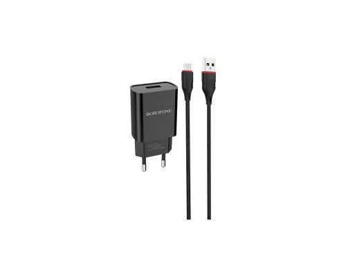 Зарядное устройство BOROFONE BA20A Sharp single port charger set (Micro) Black (BA20AMB)