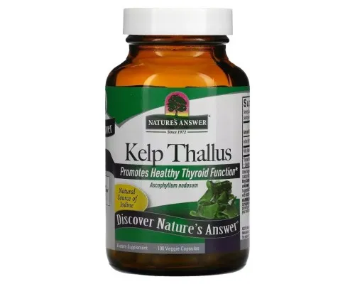 Травы Nature's Answer Бурая водоросль, Kelp Thallus, 100 вегетарианских капсул (NTA-16290)