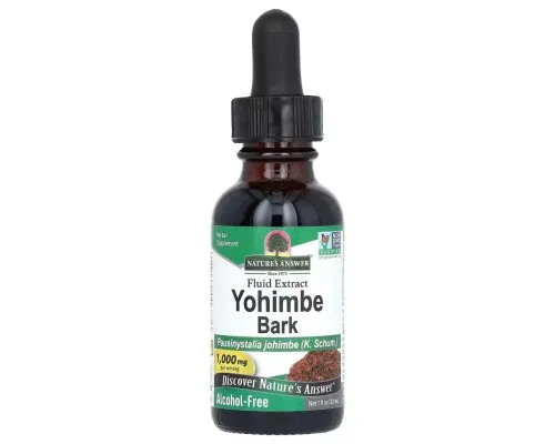 Травы Nature's Answer Экстракт коры йохимбе без спирта, 1000 мг, Yohimbe Bark, 30 мл (NTA-00687)