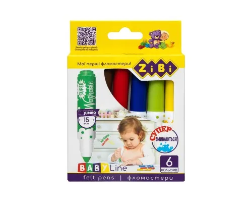 Фломастери ZiBi BABY Line SUPER JUMBO SUPERWASHABLE 6 кольорів (ZB.2816)