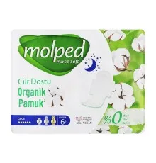 Гигиенические прокладки Molped Pure&Soft Night 6 капель 6 шт. (8690536842247)