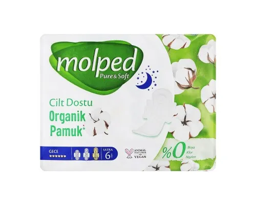 Гігієнічні прокладки Molped Pure&Soft Night 6 крапель 6 шт. (8690536842247)