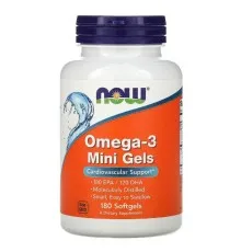 Жирные кислоты Now Foods Омега-3, Omega-3 Mini Gels, 180 мягких таблеток (NOW-01685)
