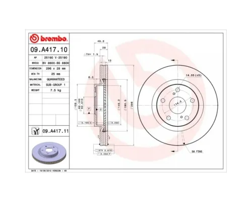 Тормозной диск Brembo 09.A417.11