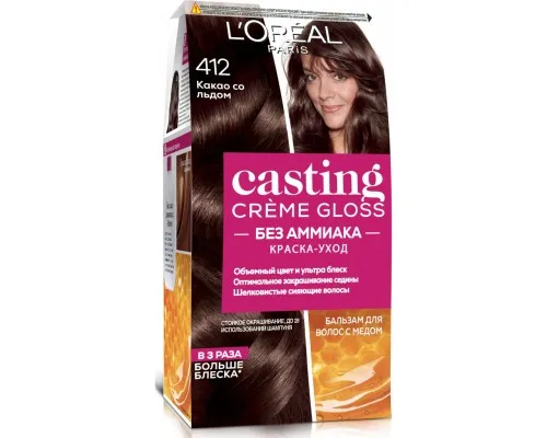 Фарба для волосся L'Oreal Paris Casting Creme Gloss 412 - Какао з льодом 120 мл (3600521988756)