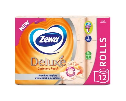 Туалетная бумага Zewa Deluxe Персик 3 слоя 12 рулонов (7322541396026)